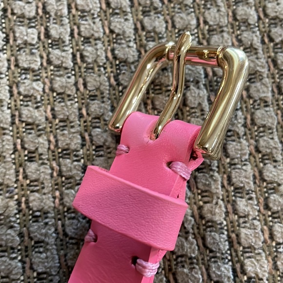 Lands’ End pink leather belt (sz m) - Picture 3 of 8